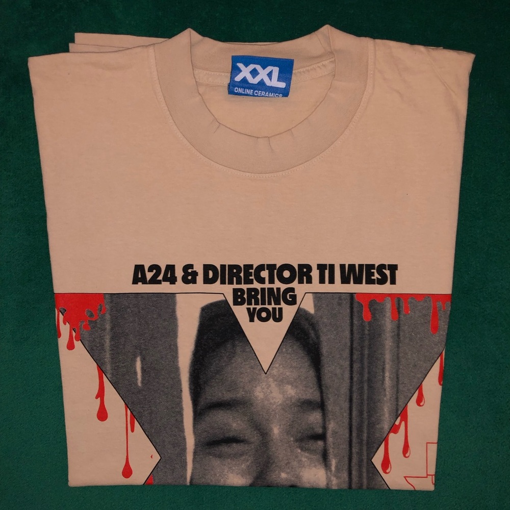 a24 “X” x Online Ceramics F***ed Up Horror Tee Jenna Ortega sand T shirt